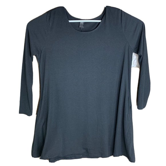 Lildy Tops - Lildy Swing Tunic Womens Size L-XL Black Solid Long Sleeve Side Seam Pockets